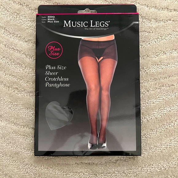MUSIC LEGS PLUS SIZE SHEER CROTCHLESS PANTYHOSE - Picture 2 of 3
